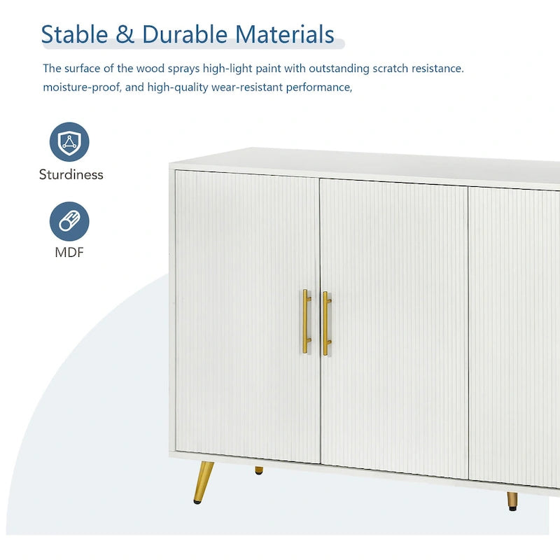 Wood TV Stand with Storage Cabinet & Adjustable Shelves, Media TV Console for Living Room Bedroom