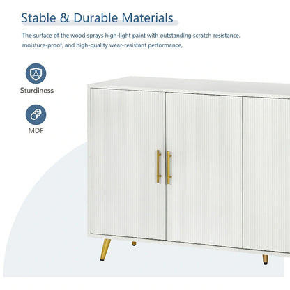 Wood TV Stand with Storage Cabinet & Adjustable Shelves, Media TV Console for Living Room Bedroom