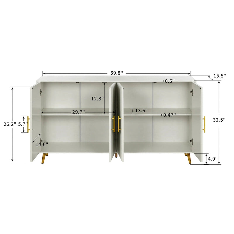 Wood TV Stand with Storage Cabinet & Adjustable Shelves, Media TV Console for Living Room Bedroom