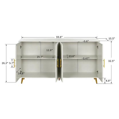 Wood TV Stand with Storage Cabinet & Adjustable Shelves, Media TV Console for Living Room Bedroom