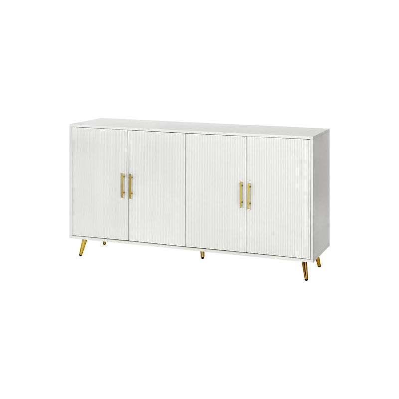 Wood TV Stand with Storage Cabinet & Adjustable Shelves, Media TV Console for Living Room Bedroom