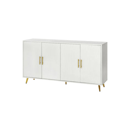 Wood TV Stand with Storage Cabinet & Adjustable Shelves, Media TV Console for Living Room Bedroom