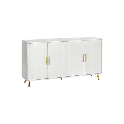 Wood TV Stand with Storage Cabinet & Adjustable Shelves, Media TV Console for Living Room Bedroom