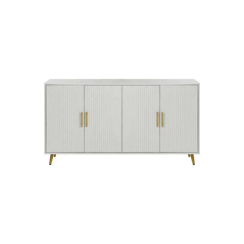 Wood TV Stand with Storage Cabinet & Adjustable Shelves, Media TV Console for Living Room Bedroom