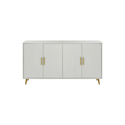 Wood TV Stand with Storage Cabinet & Adjustable Shelves, Media TV Console for Living Room Bedroom