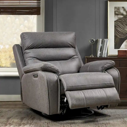Dual Motor Rocking Recliner Chair, Swivel, Power Headrest, USB Charging