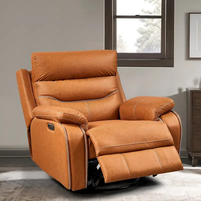 Dual Motor Rocking Recliner Chair, Swivel, Power Headrest, USB Charging