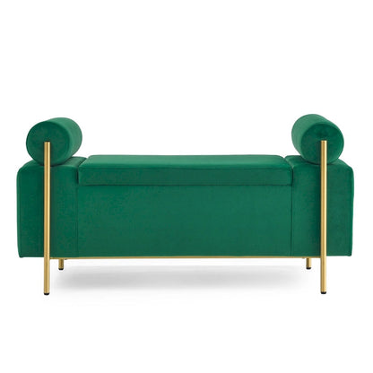 GEITIN Upholstered Velvet Storage Bench with Cylindrical Arms