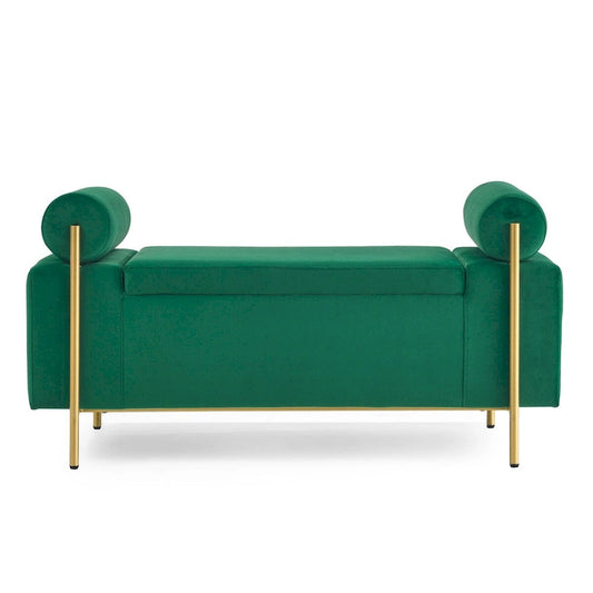 GEITIN Upholstered Velvet Storage Bench with Cylindrical Arms