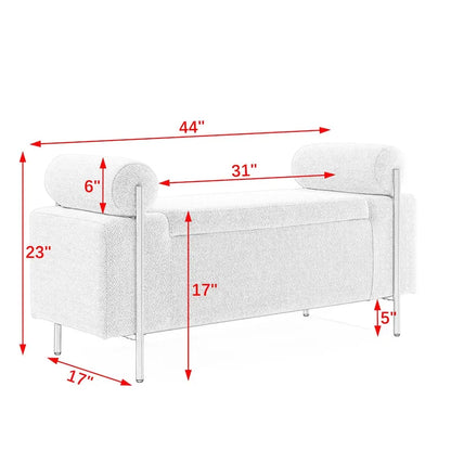 GEITIN Upholstered Velvet Storage Bench with Cylindrical Arms