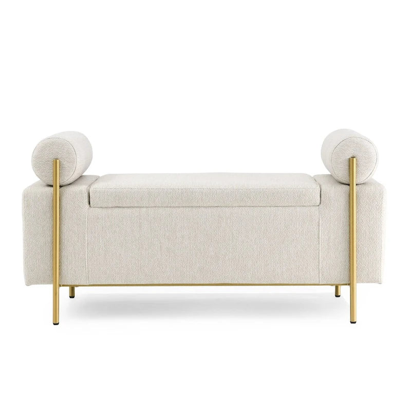 GEITIN Upholstered Velvet Storage Bench with Cylindrical Arms