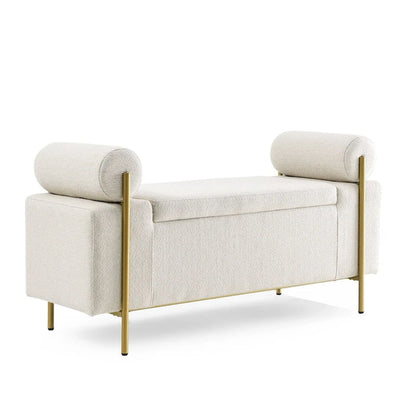 GEITIN Upholstered Velvet Storage Bench with Cylindrical Arms