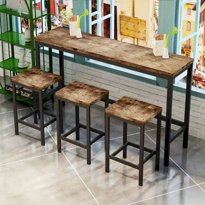 Modern Design Kitchen Dining Table, Pub Table, Long Dining Table Set with 3 Stools, Easy Assembly