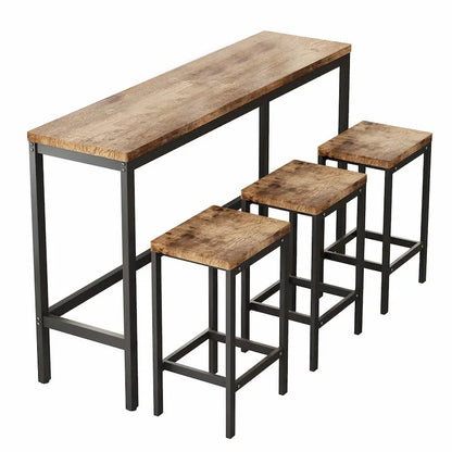 Modern Design Kitchen Dining Table, Pub Table, Long Dining Table Set with 3 Stools, Easy Assembly
