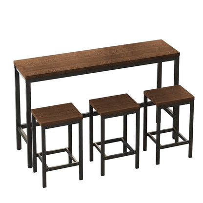 Modern Design Kitchen Dining Table, Pub Table, Long Dining Table Set with 3 Stools, Easy Assembly