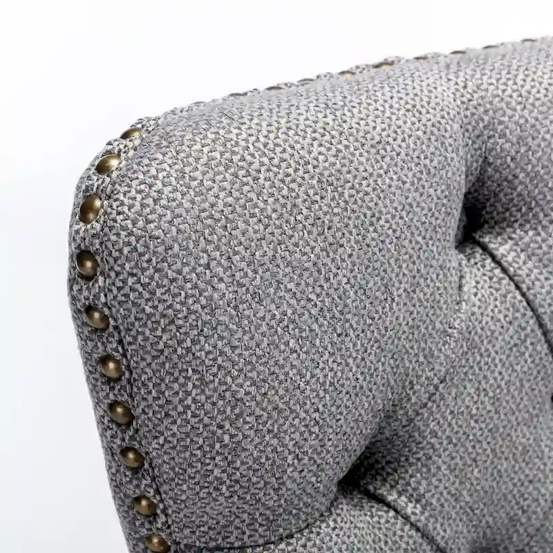 High-end Tufted Solid Wood Contemporary Flax Upholstered Linen Dining Chair with Wood Legs Nailhead Trim 2-Pcs Set