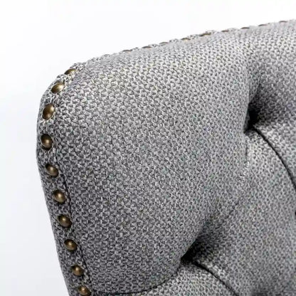 High-end Tufted Solid Wood Contemporary Flax Upholstered Linen Dining Chair with Wood Legs Nailhead Trim 2-Pcs Set