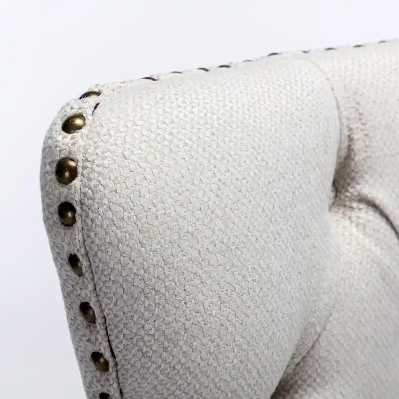 High-end Tufted Solid Wood Contemporary Flax Upholstered Linen Dining Chair with Wood Legs Nailhead Trim 2-Pcs Set