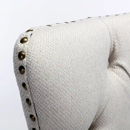 High-end Tufted Solid Wood Contemporary Flax Upholstered Linen Dining Chair with Wood Legs Nailhead Trim 2-Pcs Set