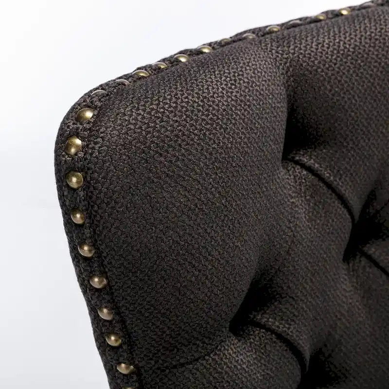 High-end Tufted Solid Wood Contemporary Flax Upholstered Linen Dining Chair with Wood Legs Nailhead Trim 2-Pcs Set