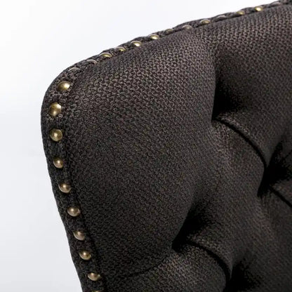 High-end Tufted Solid Wood Contemporary Flax Upholstered Linen Dining Chair with Wood Legs Nailhead Trim 2-Pcs Set