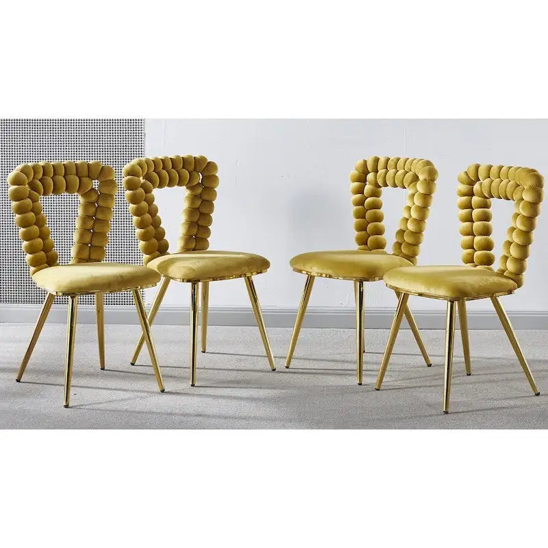 Modern Chair(set of 4 ) with Iron Tube Legs, Soft Cushions and Comfortable Backrest, Suitable for Dining Room, Living Room