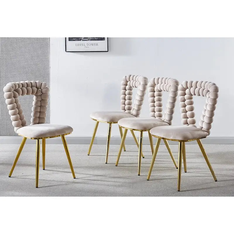 Modern Chair(set of 4 ) with Iron Tube Legs, Soft Cushions and Comfortable Backrest, Suitable for Dining Room, Living Room