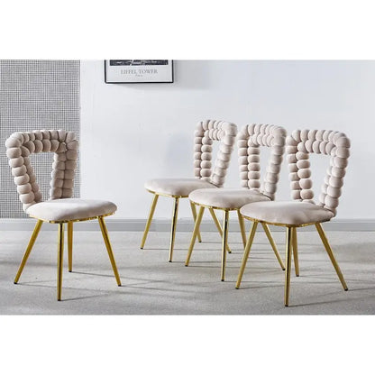 Modern Chair(set of 4 ) with Iron Tube Legs, Soft Cushions and Comfortable Backrest, Suitable for Dining Room, Living Room