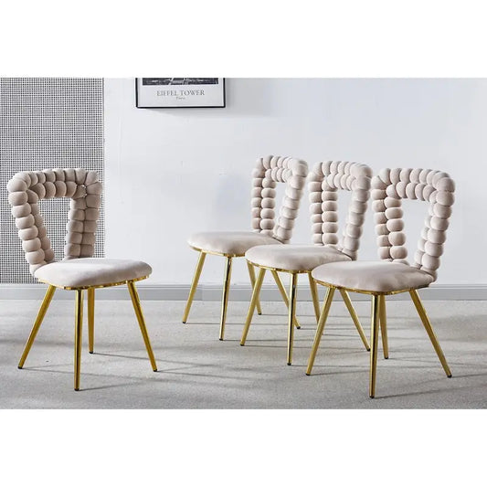Modern Chair(set of 4 ) with Iron Tube Legs, Soft Cushions and Comfortable Backrest, Suitable for Dining Room, Living Room