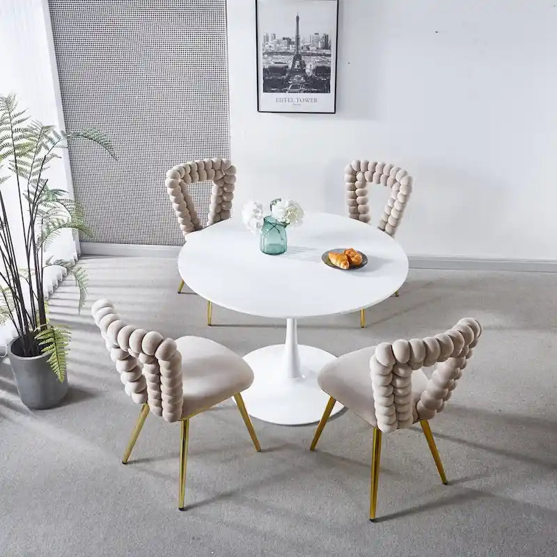 Modern Chair(set of 4 ) with Iron Tube Legs, Soft Cushions and Comfortable Backrest, Suitable for Dining Room, Living Room