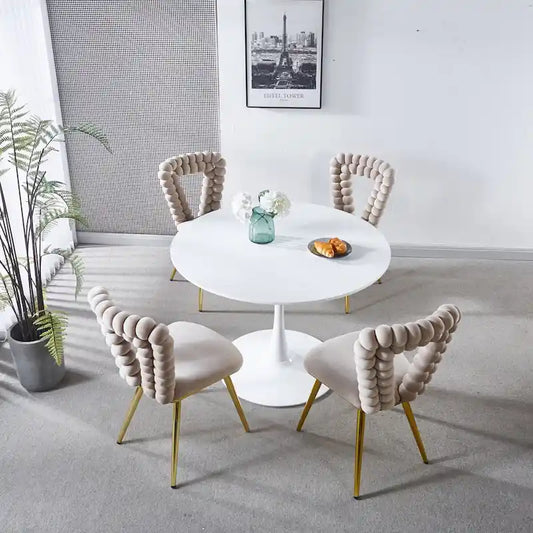 Modern Chair(set of 4 ) with Iron Tube Legs, Soft Cushions and Comfortable Backrest, Suitable for Dining Room, Living Room