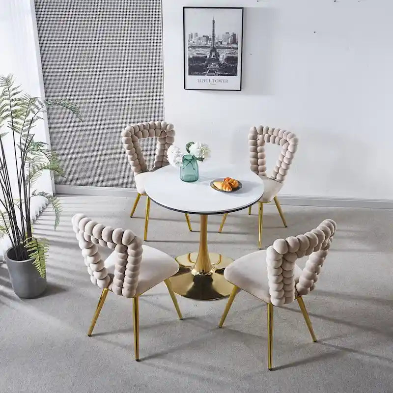 Modern Chair(set of 4 ) with Iron Tube Legs, Soft Cushions and Comfortable Backrest, Suitable for Dining Room, Living Room