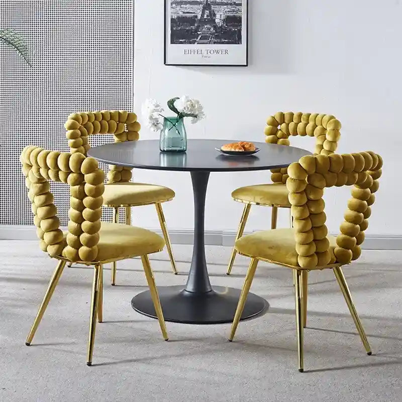 Modern Chair(set of 4 ) with Iron Tube Legs, Soft Cushions and Comfortable Backrest, Suitable for Dining Room, Living Room