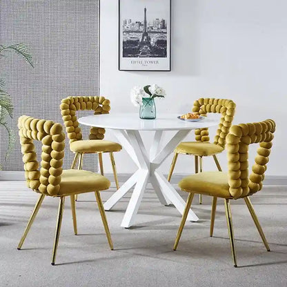 Modern Chair(set of 4 ) with Iron Tube Legs, Soft Cushions and Comfortable Backrest, Suitable for Dining Room, Living Room
