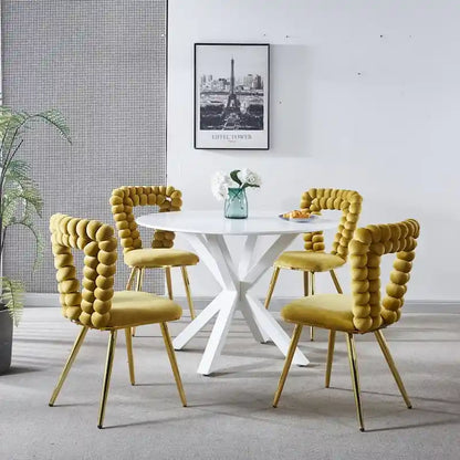 Modern Chair(set of 4 ) with Iron Tube Legs, Soft Cushions and Comfortable Backrest, Suitable for Dining Room, Living Room
