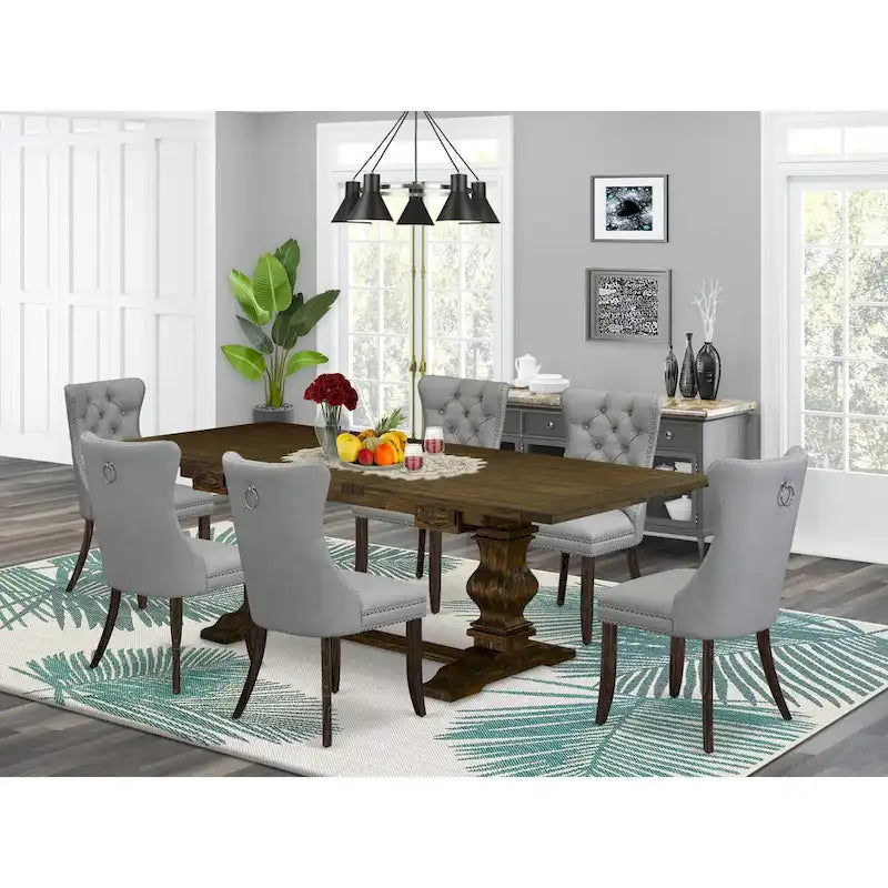 East West Furniture Dining Table Set Consists of a Rectangle Wooden Table and Parson Chairs, Jacobean (Pieces Options)