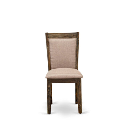 East West Furniture Kitchen Table Set- a Dining Table & Dark Khaki Linen Fabric Chairs, Distressed Jacobean (Pieces Option)