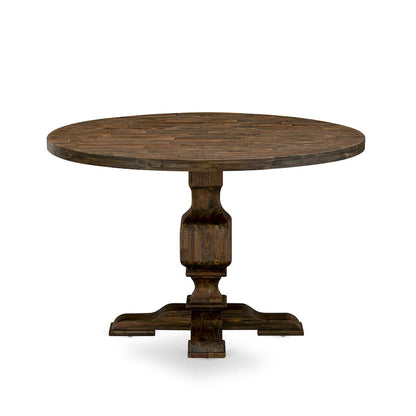 East West Furniture Kitchen Table Set- a Dining Table & Dark Khaki Linen Fabric Chairs, Distressed Jacobean (Pieces Option)