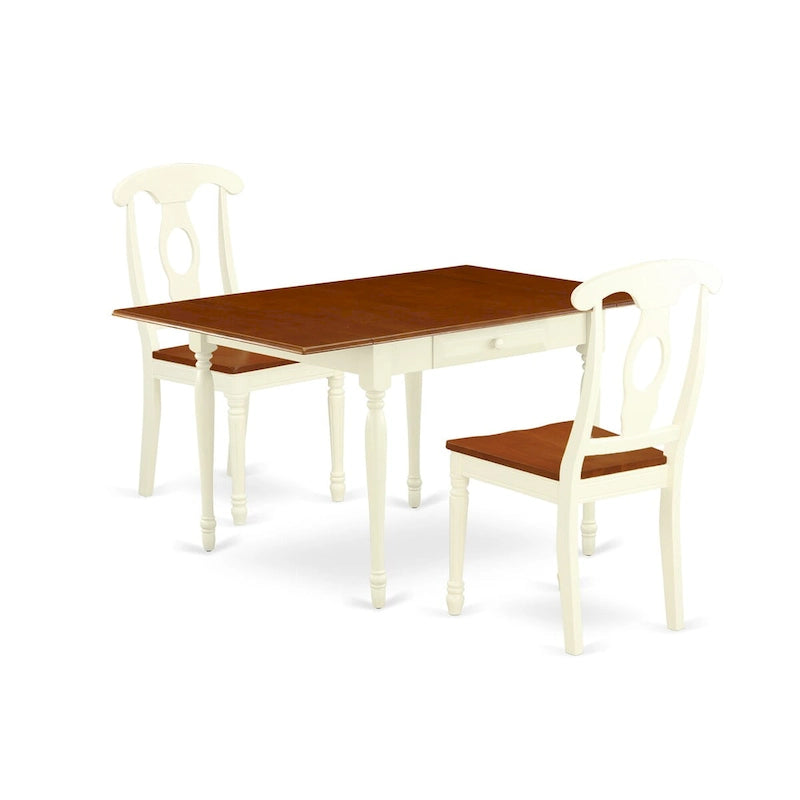 East West Furniture Dining Set- a Dining Room Table and Wood Seat Chairs, Buttermilk & Cherry (Pieces Option)