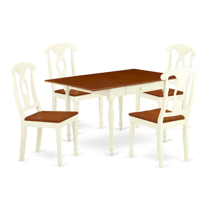 East West Furniture Dining Set- a Dining Room Table and Wood Seat Chairs, Buttermilk & Cherry (Pieces Option)