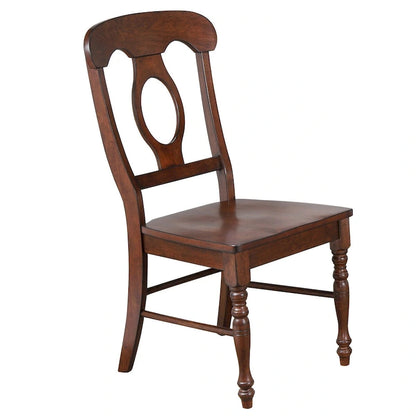 Andrews 3-Piece Solid Wood Top Distressed Chestnut Brown Dining Table Set with Expandable Drop Leaf and Napoleon Chairs