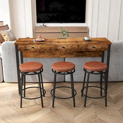 Bar Kitchen Table Set with Circular PU Stools