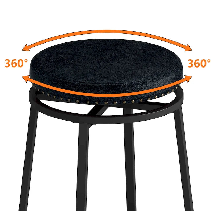 Bar Kitchen Table Set with Circular PU Stools