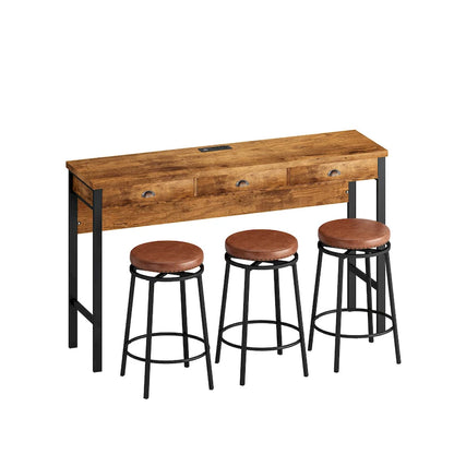 Bar Kitchen Table Set with Circular PU Stools