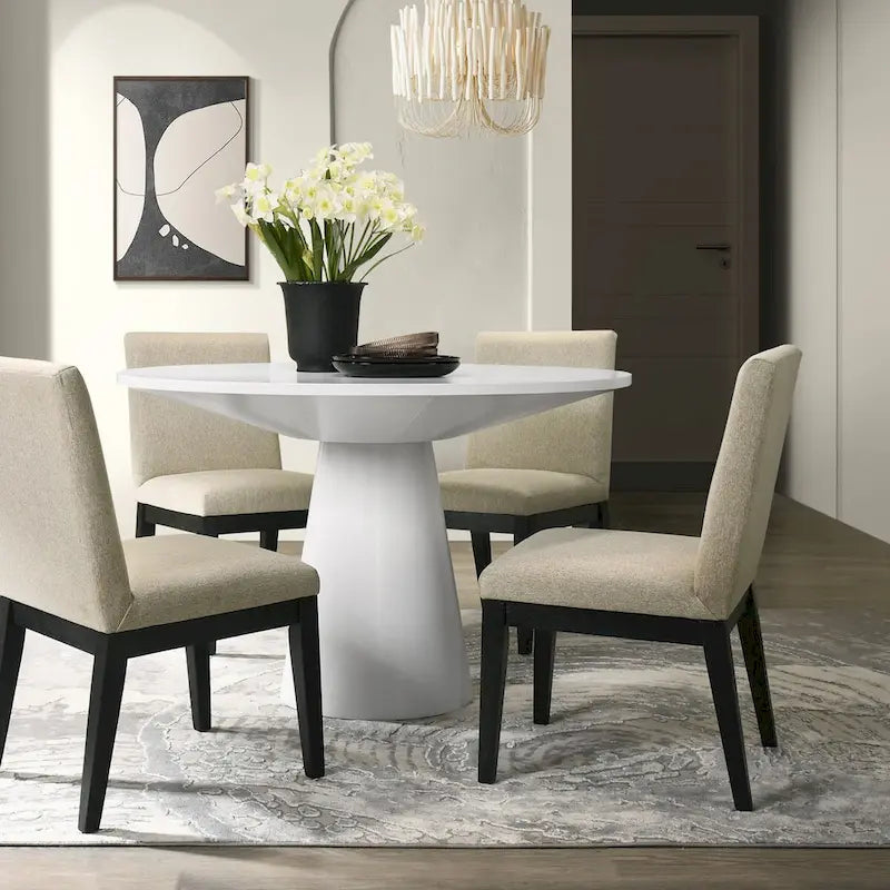 Roundhill Rocco 5-Piece 48 Pedestal Dining Set, Round Pedestal Table with 4 Chairs