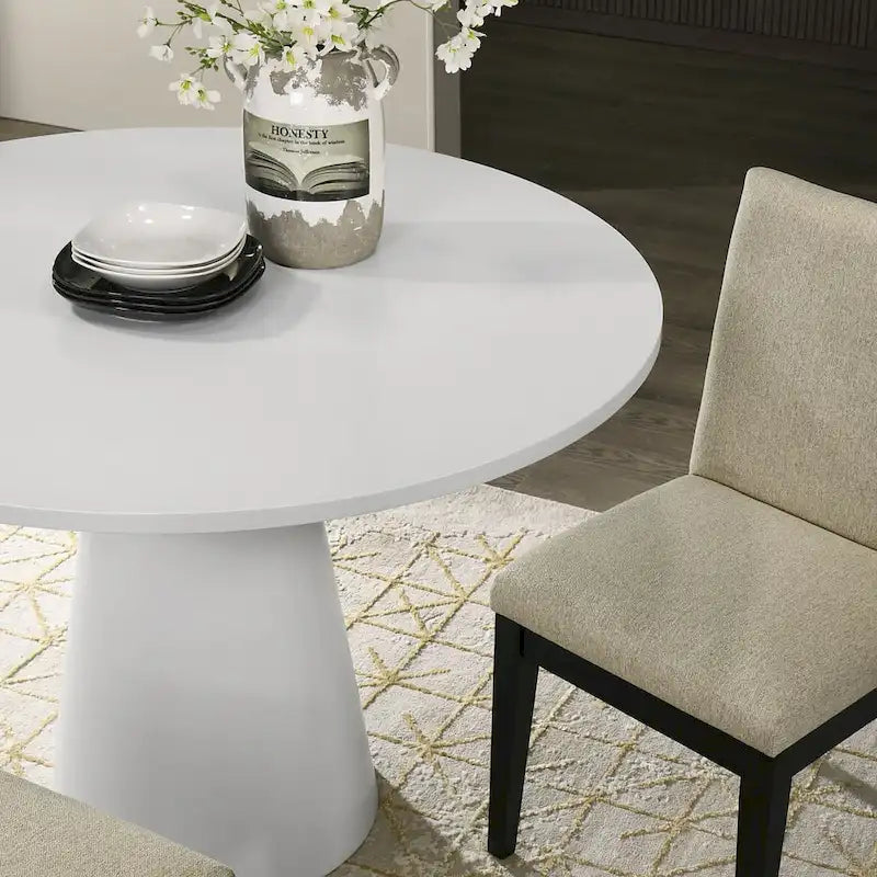 Roundhill Rocco 5-Piece 48 Pedestal Dining Set, Round Pedestal Table with 4 Chairs