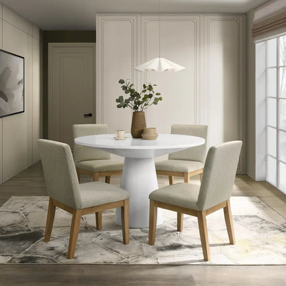 Roundhill Rocco 5-Piece 48 Pedestal Dining Set, Round Pedestal Table with 4 Chairs