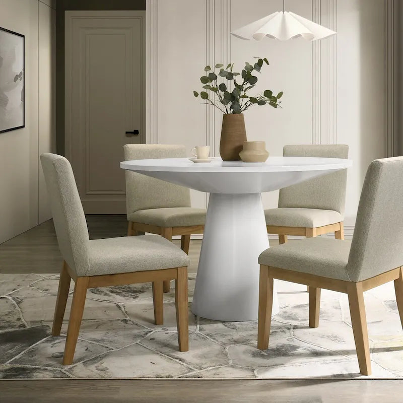 Roundhill Rocco 5-Piece 48 Pedestal Dining Set, Round Pedestal Table with 4 Chairs