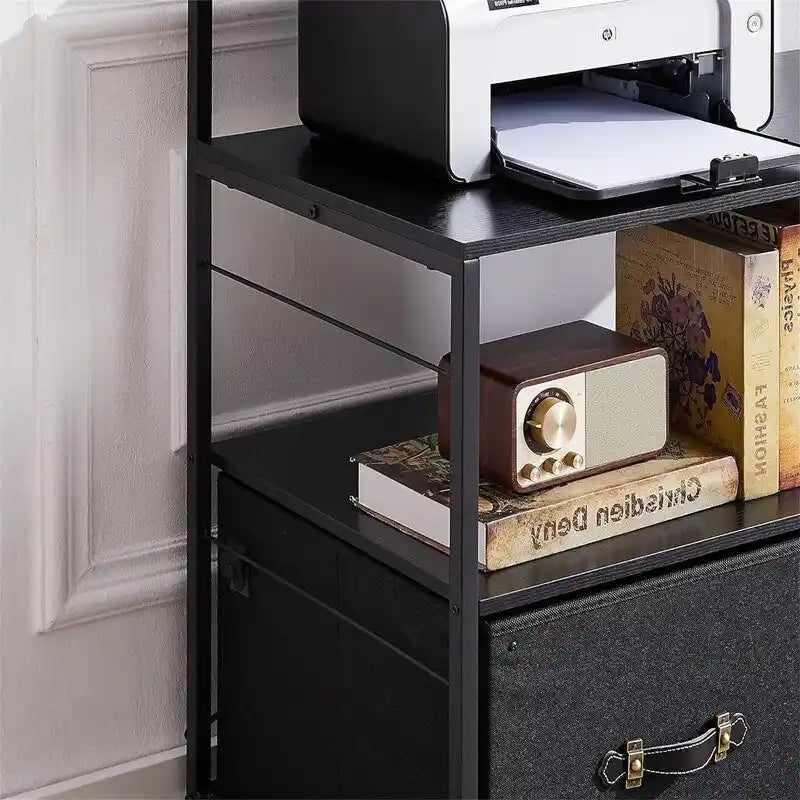 Mobile Lateral File Cabinet Rolling Printer Stand with 3 Open Storage Shelf - 15.75D x 31.5W x 43.5H