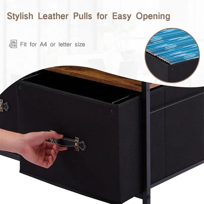 Mobile Lateral File Cabinet Rolling Printer Stand with 3 Open Storage Shelf - 15.75D x 31.5W x 43.5H